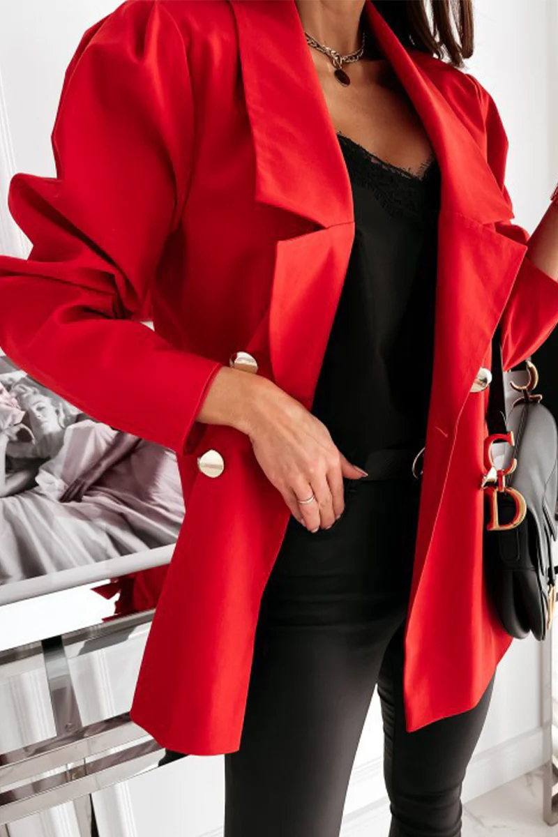 Casual Solid Turndown Collar Outerwear X8782