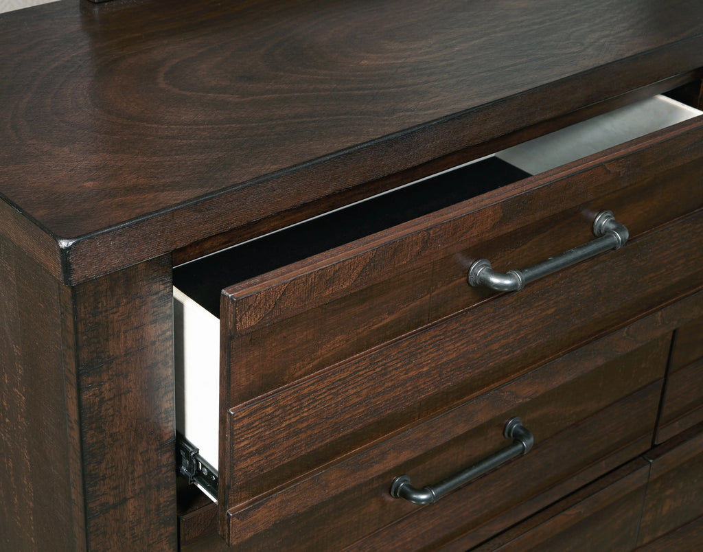 Espresso Wood Bedroom Set with King Bed Dresser Mirror Nightstand Chest Y5257