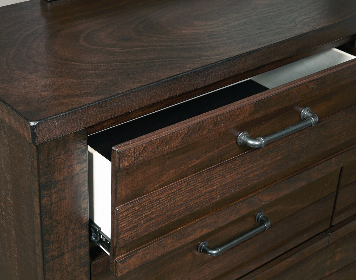 Espresso Wood Bedroom Set with King Bed Dresser Mirror Nightstand Chest Y5257