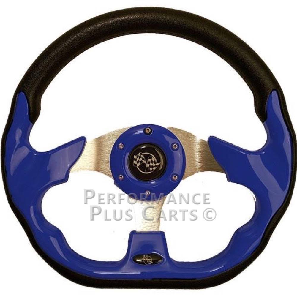 Blue 12.5x22 Golf Cart Steering Wheel with Black Adapter Hub T50151