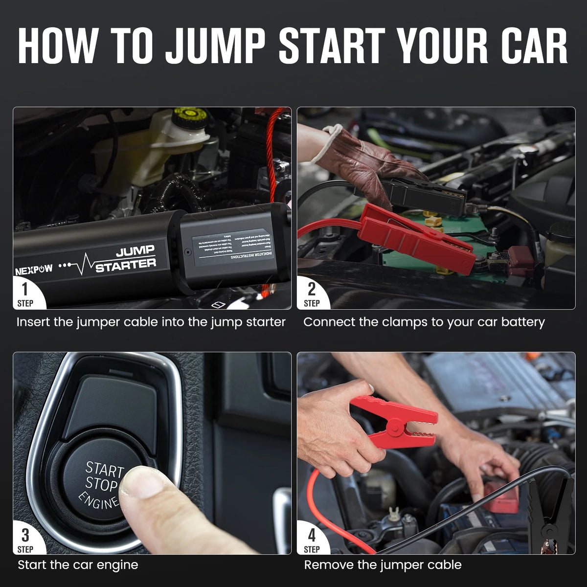 Car Jump Starter with LED Flashlight 2500A Peak 18000mAh Y197874