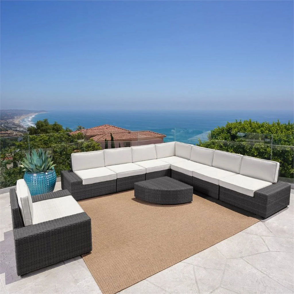 9-Piece Outdoor Wicker Metal Sectional Sofa Set Q93036