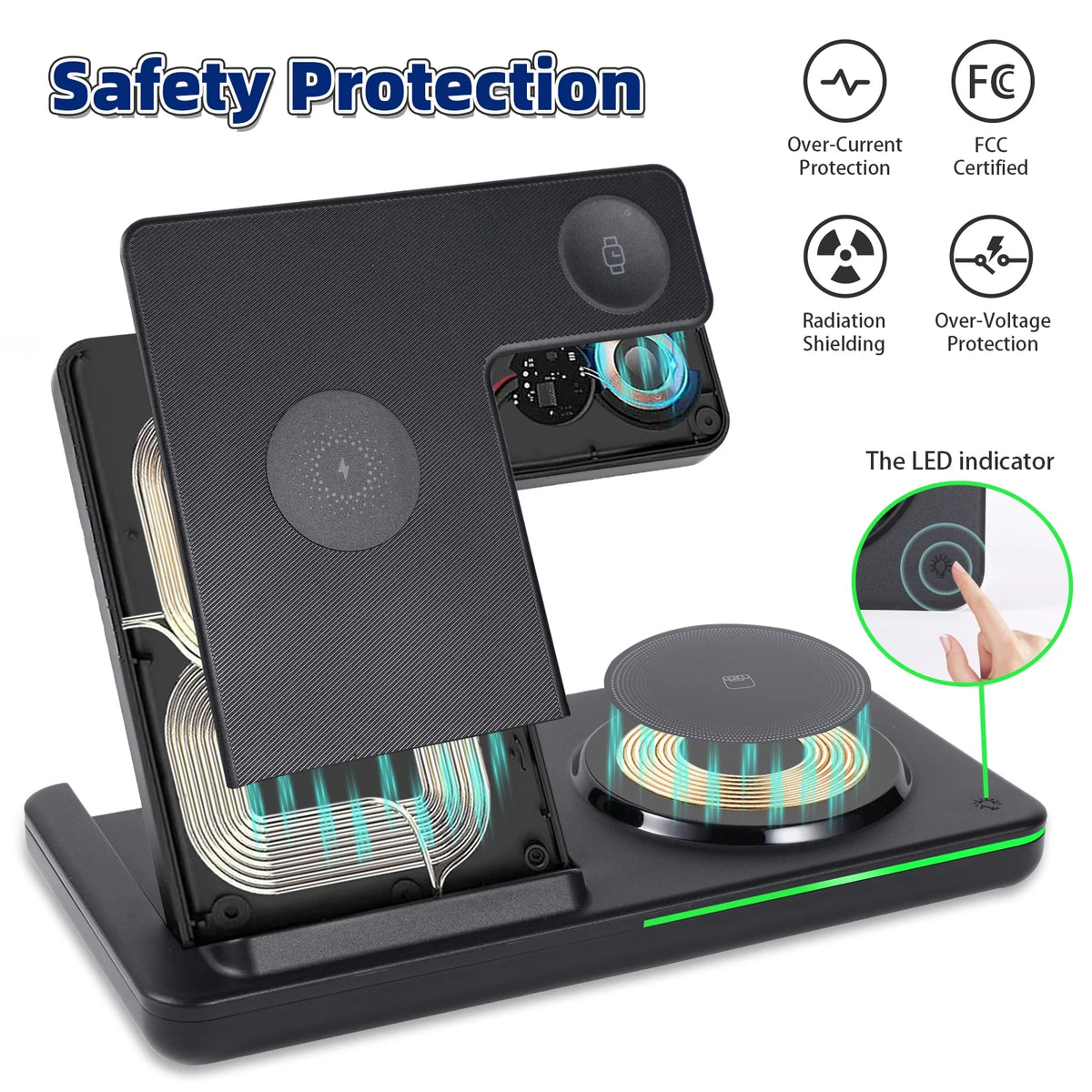 White 18W Foldable Wireless Charging Station X60963
