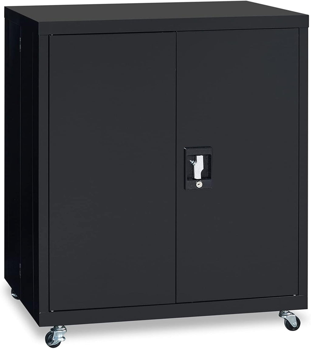 Black Metal Locking Cabinet with Wheels V636