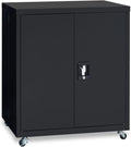 Black Metal Locking Cabinet with Wheels V636