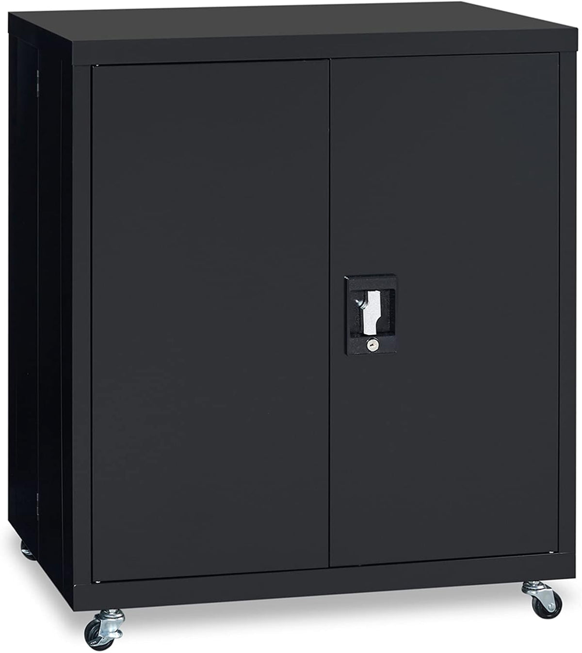 Black Metal Locking Cabinet with Wheels V636