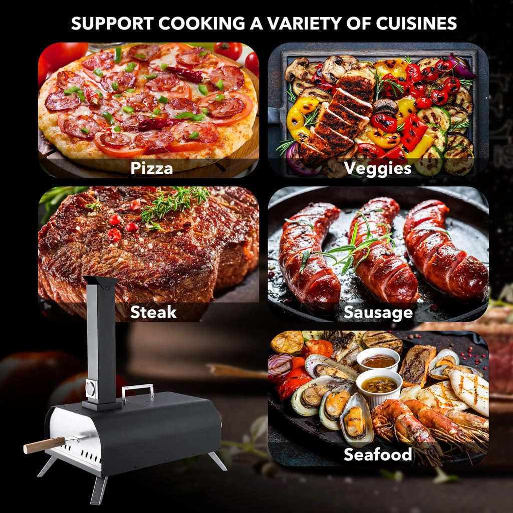 13 Wood Fired Stainless Steel Pizza Oven with Pizza Stone E348366