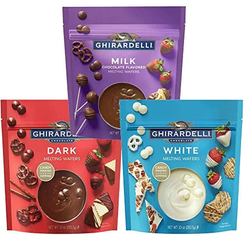 Milk Chocolate, Dark Chocolate, White Chocolate, Set of 3-10oz each B8355