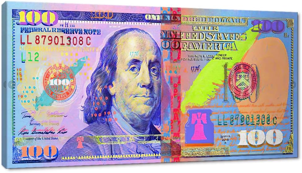 Broken 100 Dollars Bill Poster Print on Canvas Wall Decor Framed Ready to Hang S967329