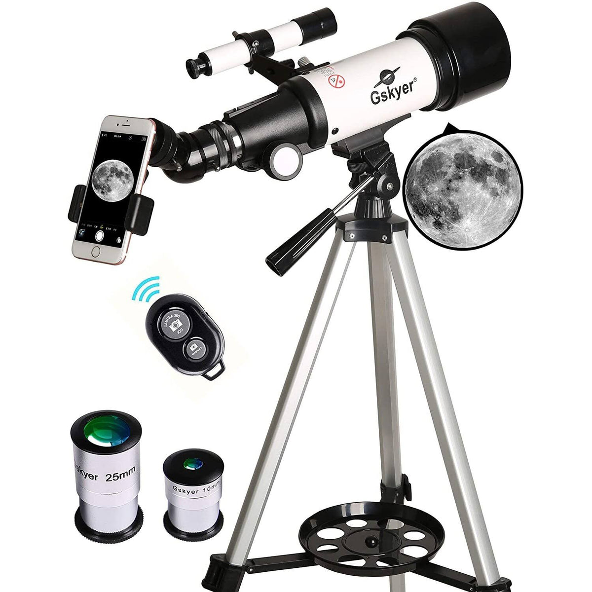 70mm Aperture 400mm AZ Mount Refracting Telescope with Carry Bag U6244