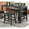 1pc Counter Height Dining Table with Storage Shelves Q3622