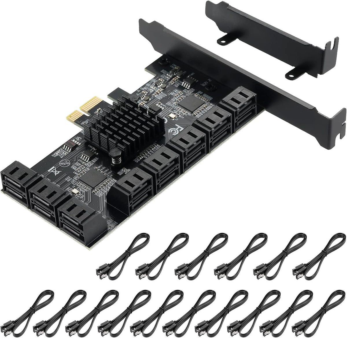 4X PCIE SATA Card 16 Ports with 16 SATA Cables C296
