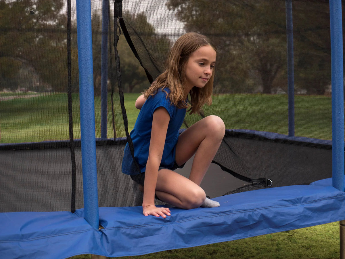10 x 14 Ft Rectangular Trampoline with Safety Net Enclosure, Blue W4532
