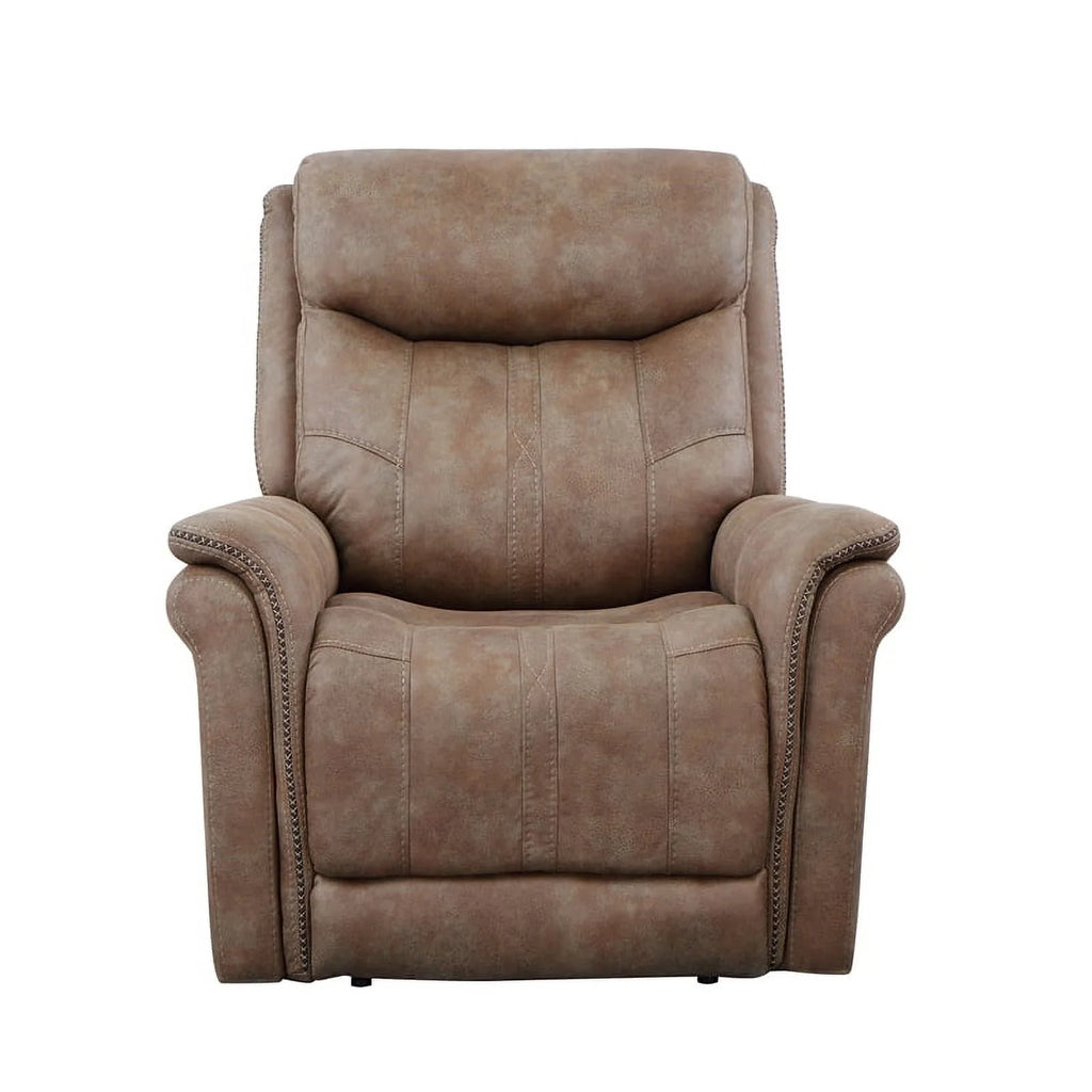 Camel Brown Polyester Faux Suede Leather Power Recliner B724657