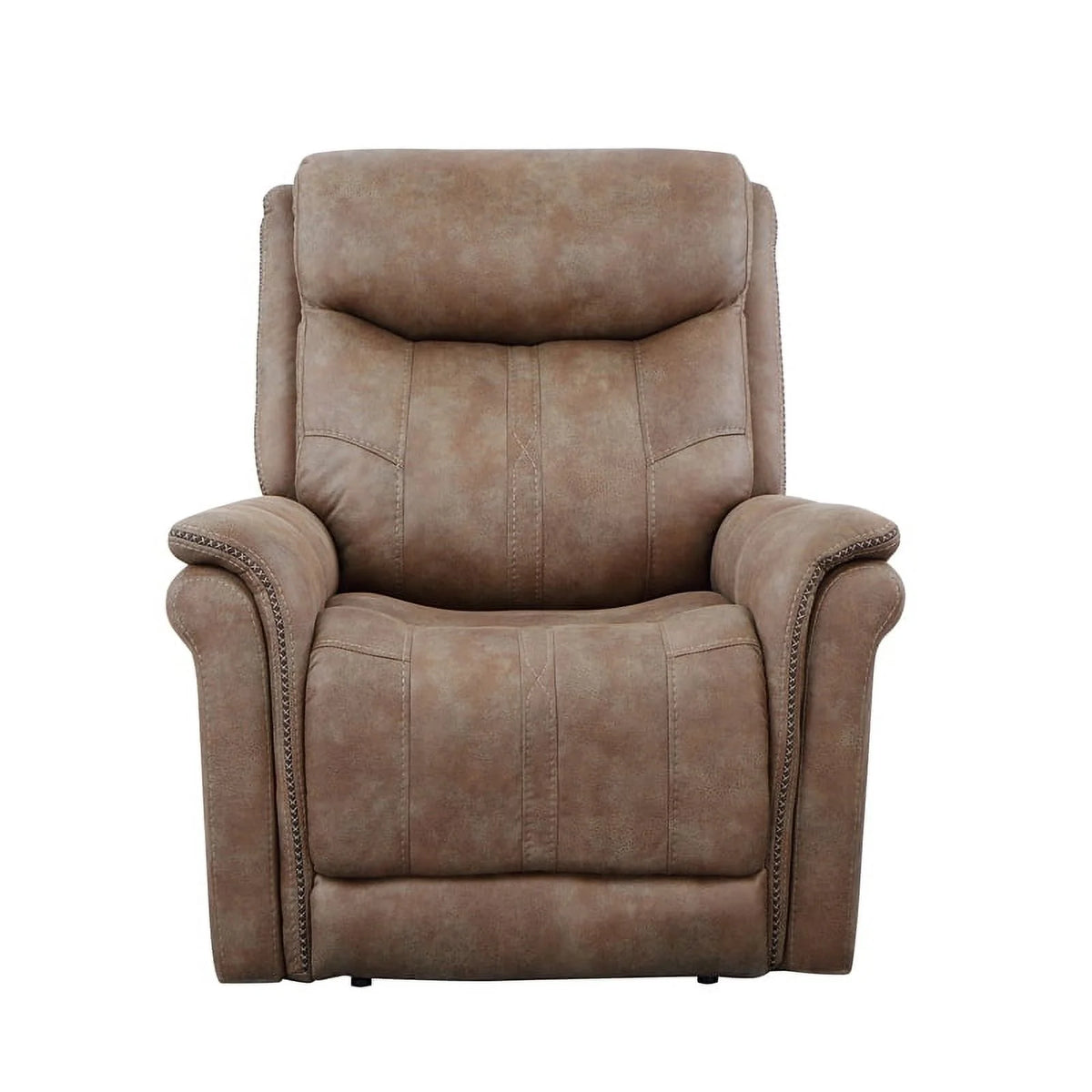 Camel Brown Polyester Faux Suede Leather Power Recliner B724657