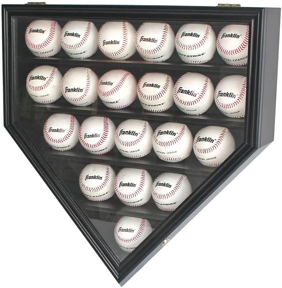 Solid Wood Baseball Display Case Shadow Box 21 Slots Lockable I902