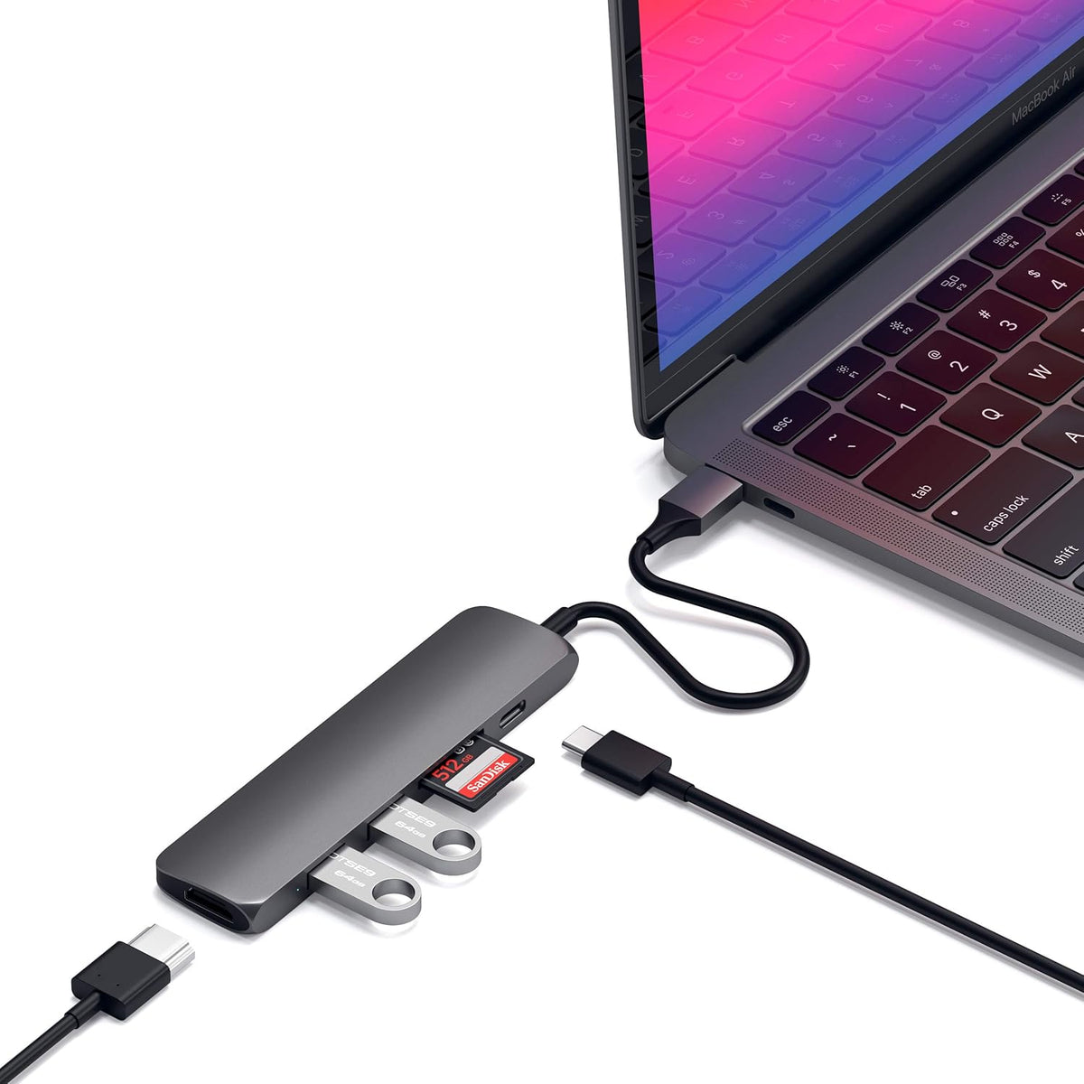 Slim Aluminum Type-C Multi-Port Adapter with 4K HDMI, Micro/SD Card Readers, USB 3.0 A439