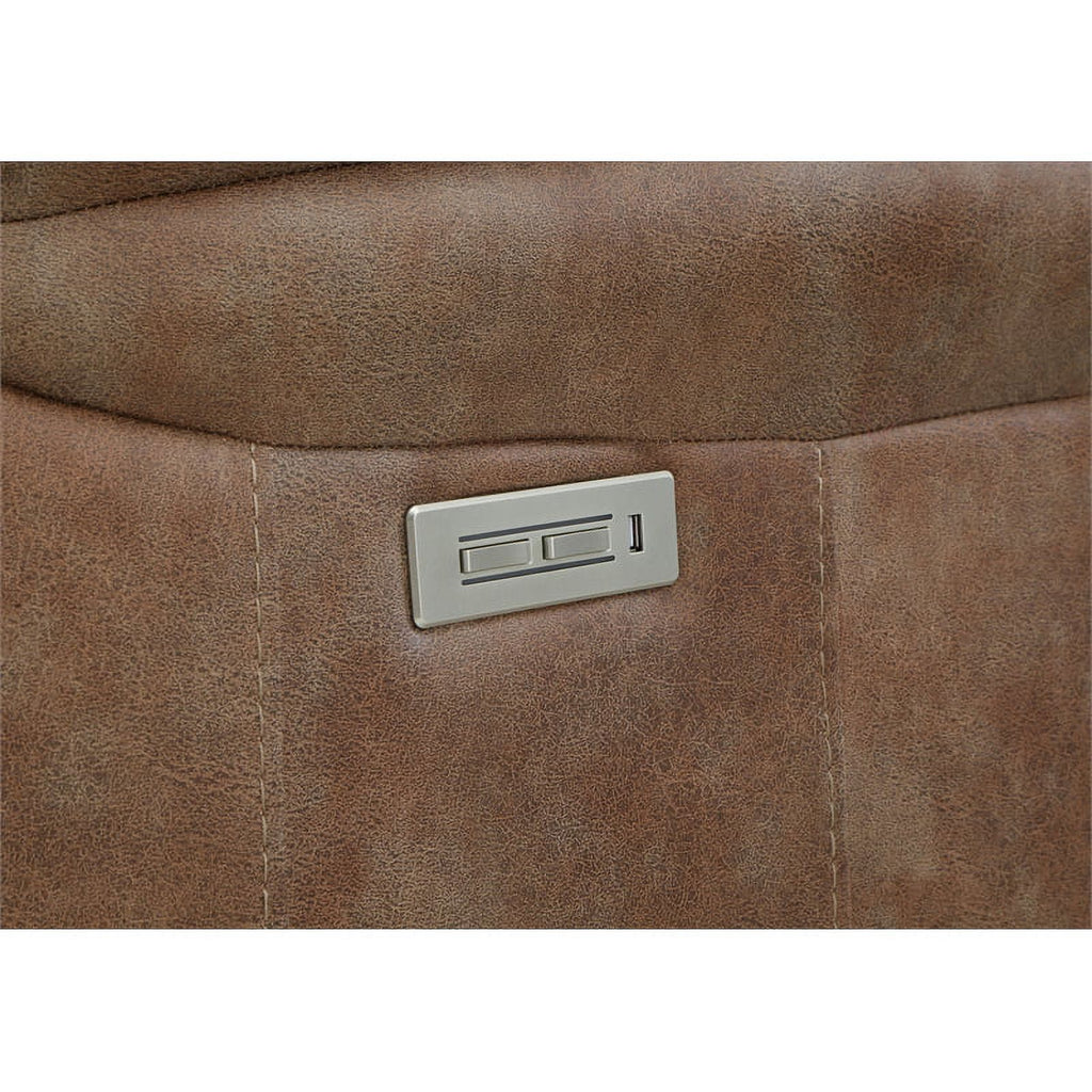 Camel Brown Polyester Faux Suede Leather Power Recliner B724657