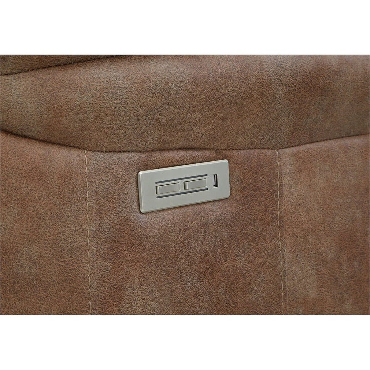 Camel Brown Polyester Faux Suede Leather Power Recliner B724657
