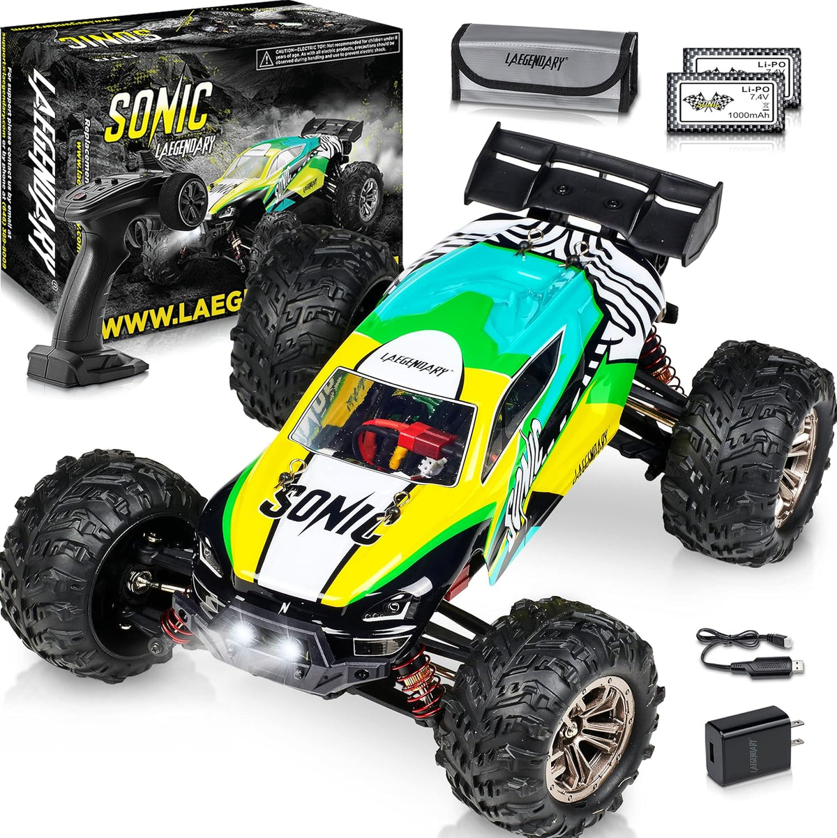 Off Road Remote Control Car 4x4 Truck 1:16 Scale Black Yellow W3161