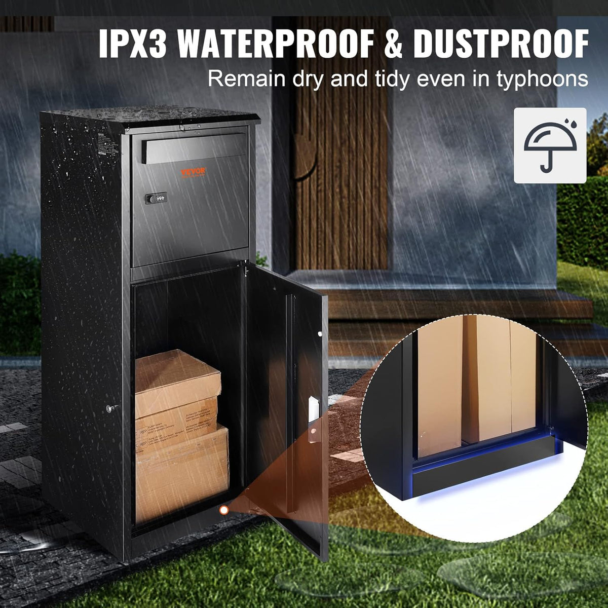 Galvanized Steel Package Delivery Box with Coded Lock W7664