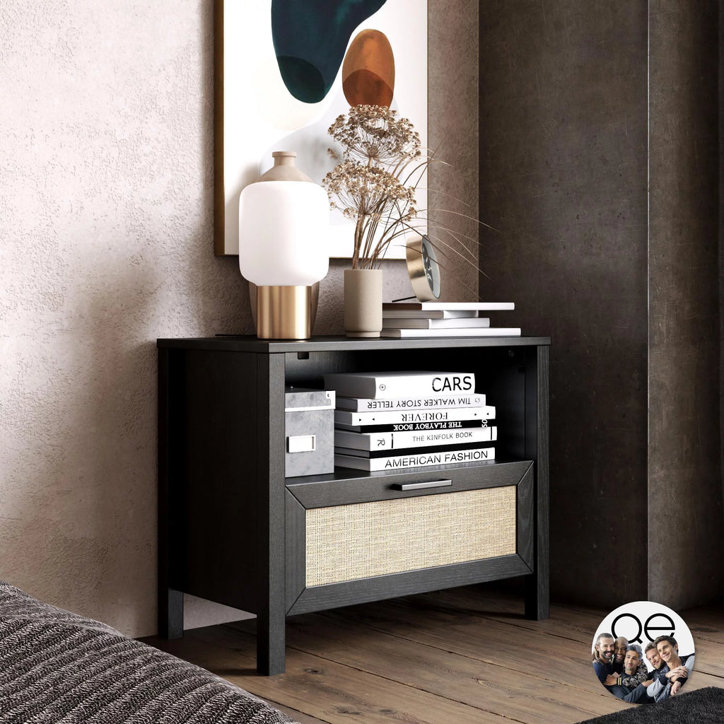 Black 1 Drawer Nightstand W85998