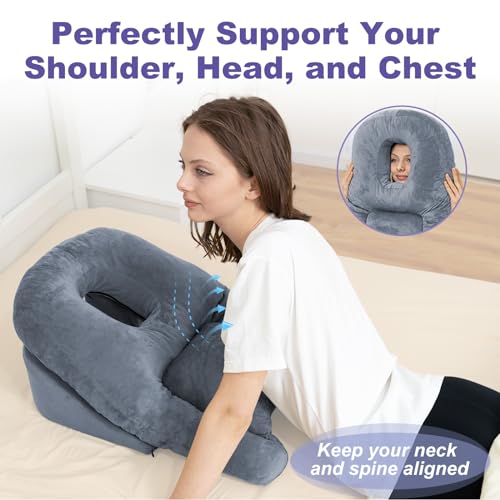 Face Down Pillow with Shredded Memory Foam and Removable Cover D358
