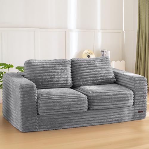 Grey Giant Bean Bag Chair with Pillows and Armrests E3863