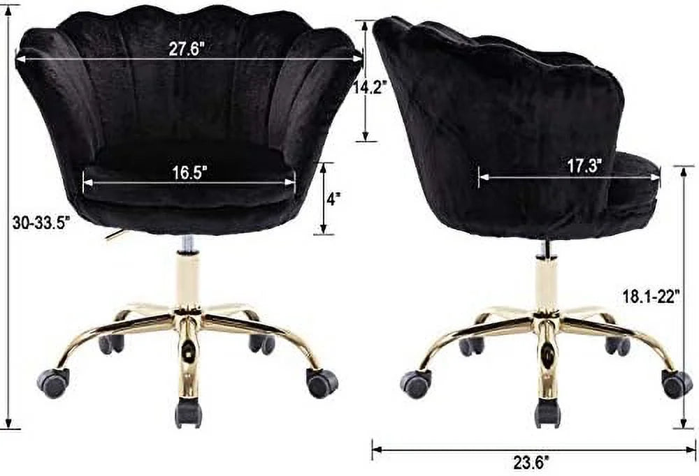 Velvet Adjustable Desk Chair with Wheels A959