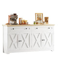 Natural Wood Buffet Cabinet with Drawers and Doors M320991