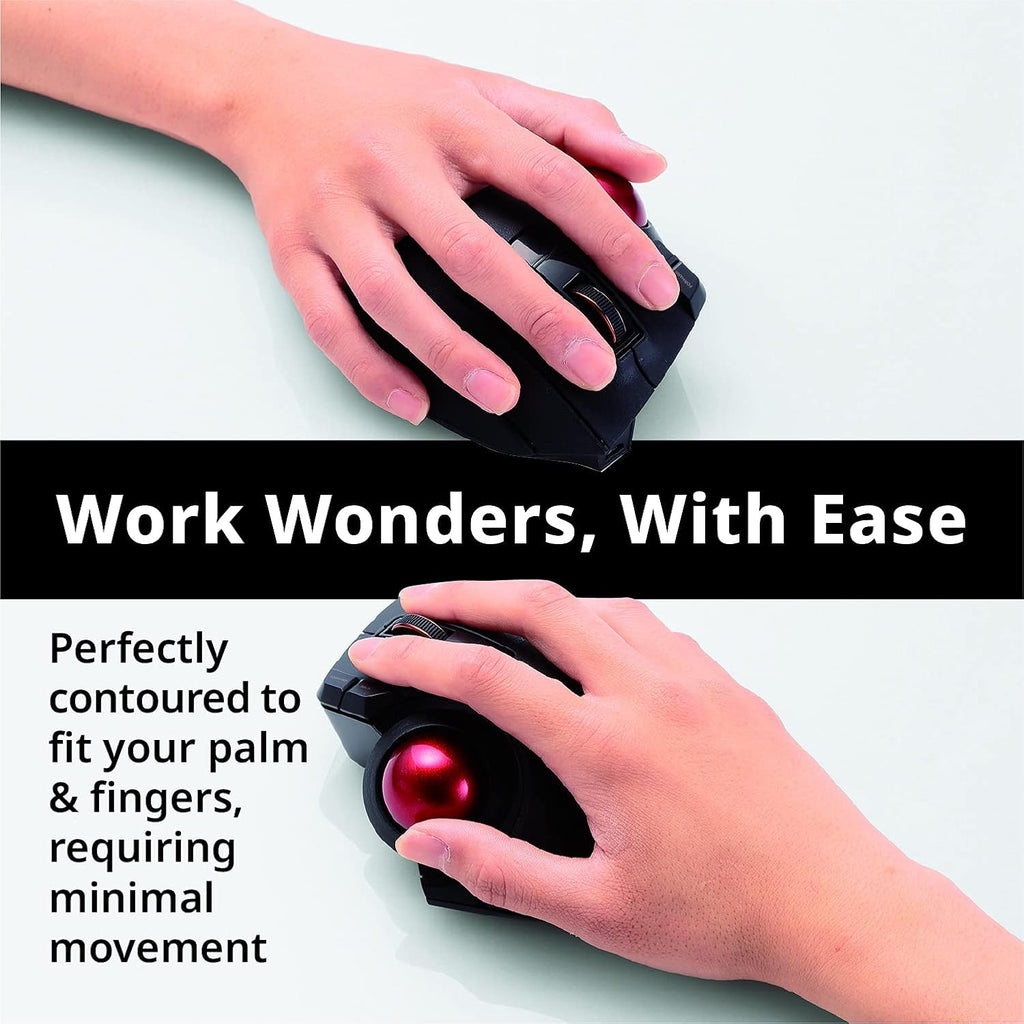 Wired Wireless Bluetooth Thumb-Operated Trackball Mouse, 8-Button, Black G455349