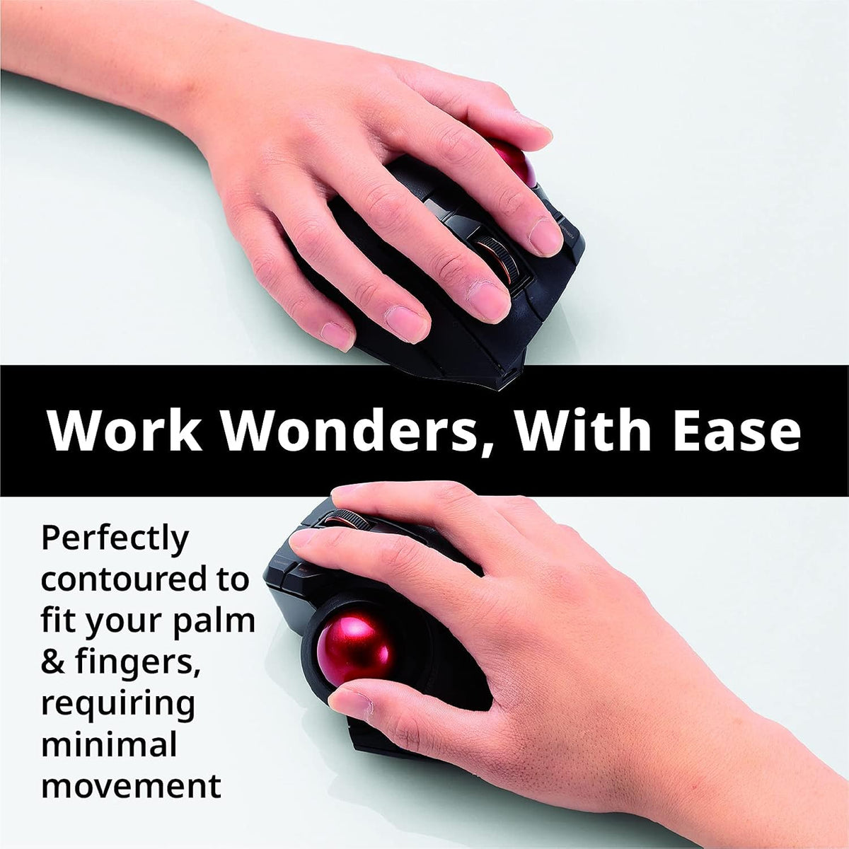 Wired Wireless Bluetooth Thumb-Operated Trackball Mouse, 8-Button, Black G455349