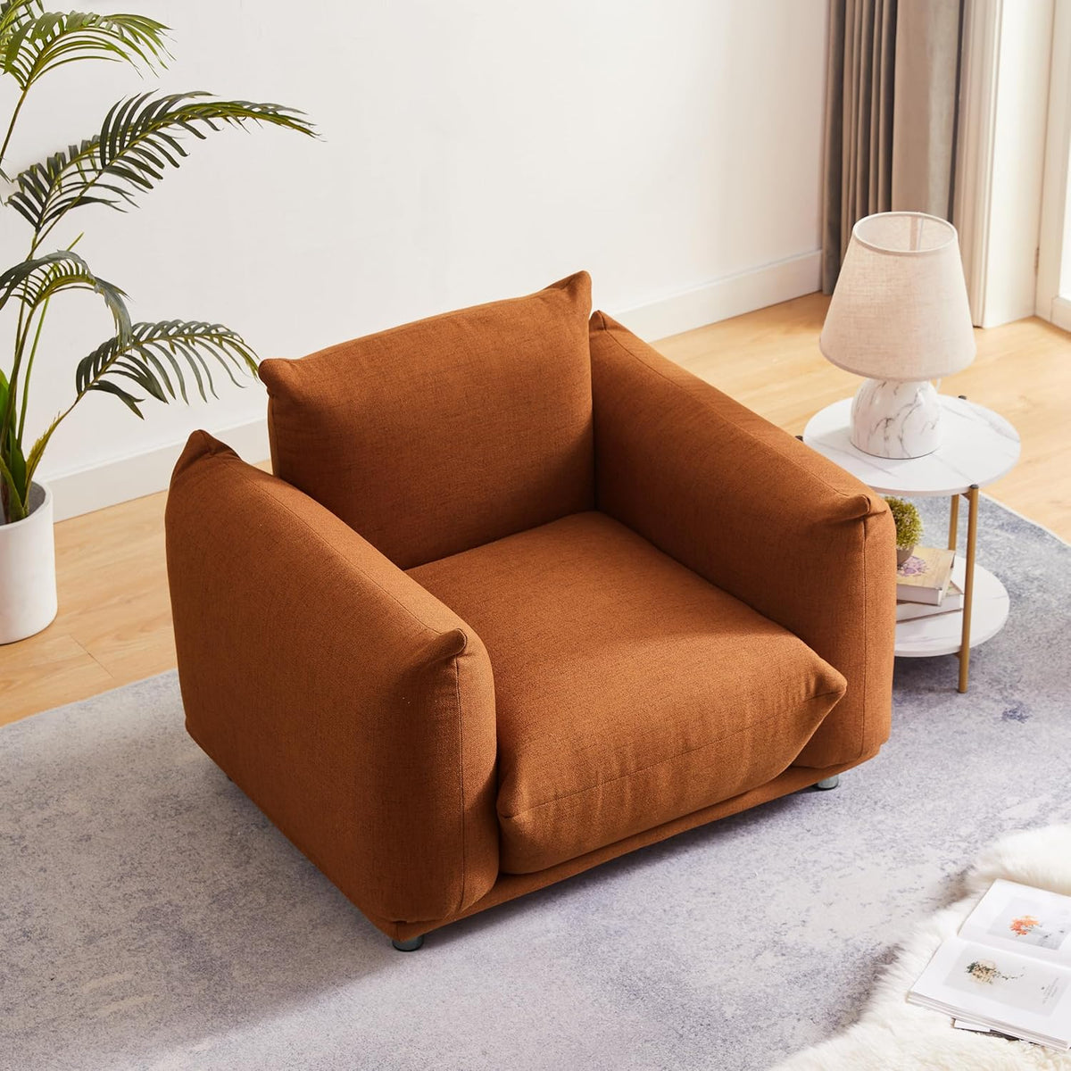 Rust Red Cotton Linen Accent Chair E29969