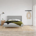 Light Gray Linen Upholstered Bed with Low Profile Platform Frame, Full J161209