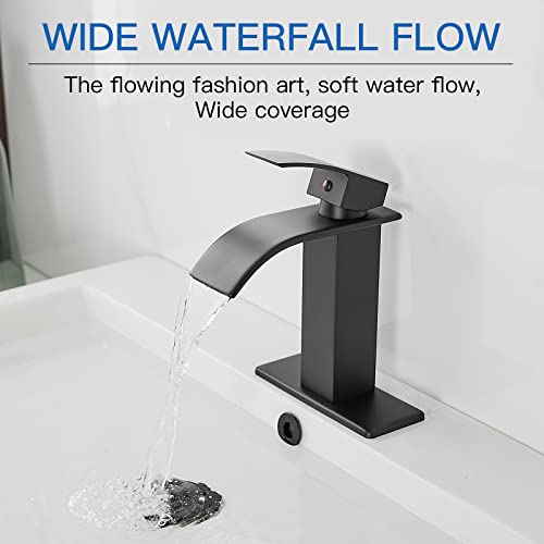 Oil Rubbed Bronze Waterfall Single Hole Bathroom Faucet with Pop Up Drain P800