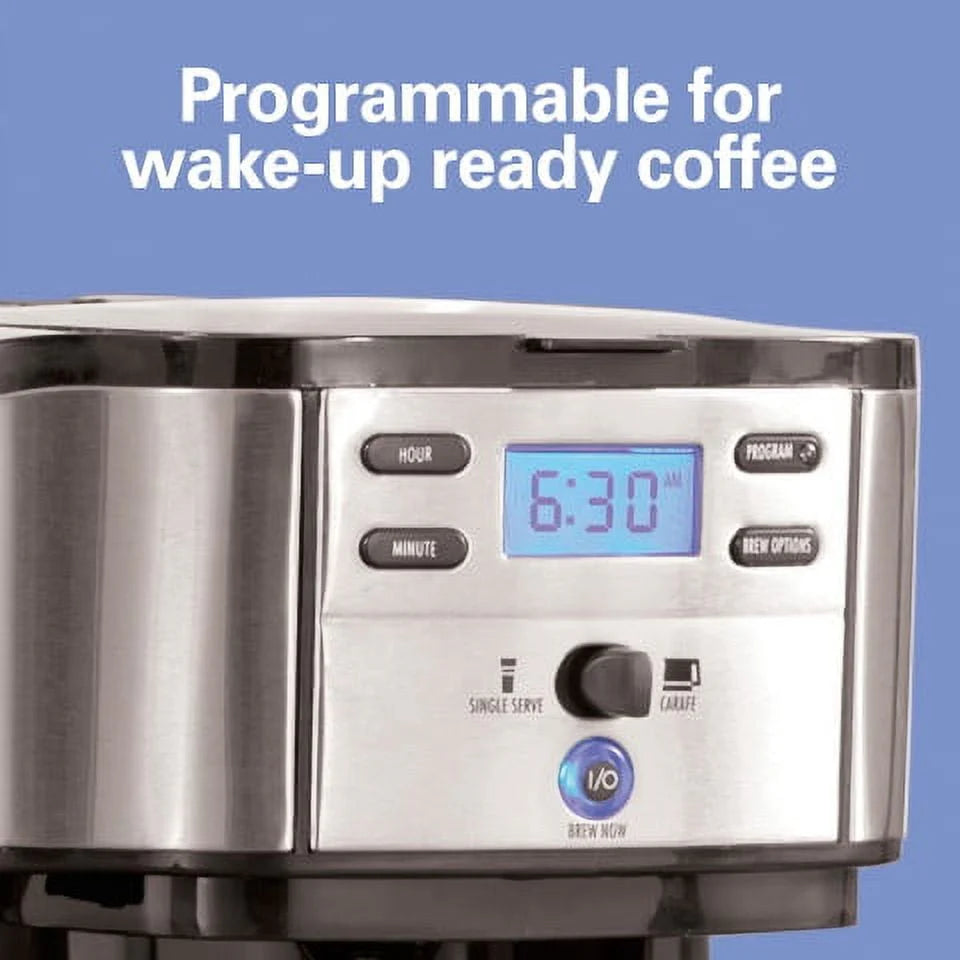 2-Way Coffee Maker, Single-Serve or 12 Cups, Glass Carafe, Black V491