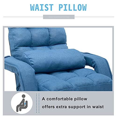 Blue Adjustable Folding Chaise Lounge Sofa with Armrests and Pillow M5299