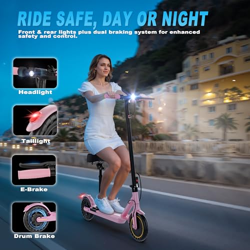 Folding Electric Scooter with Seat, 350W Motor, 8.5" Tire, 19MPH, 21Mile Range B812222
