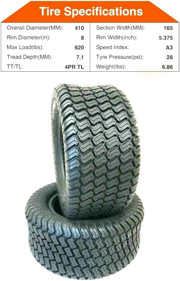 16x6.50-8 Lawn Tractor Turf Tire 4 Ply Rated V382980