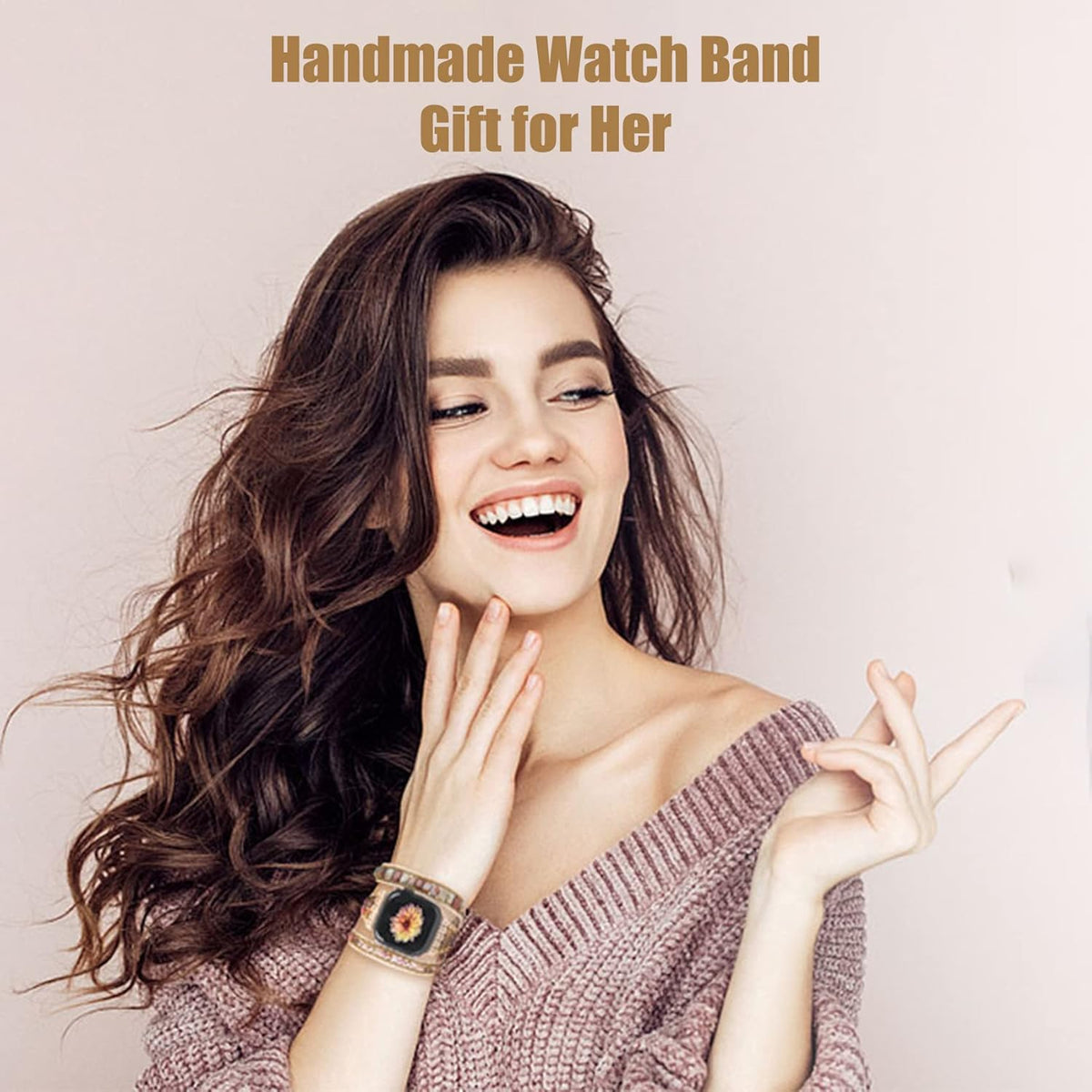 Beaded Watch Band for Apple Watch 42/44/45mm Q793