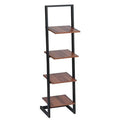 Wooden 4 Tier Ladder Shelf Bookcase with Metal Frames M170