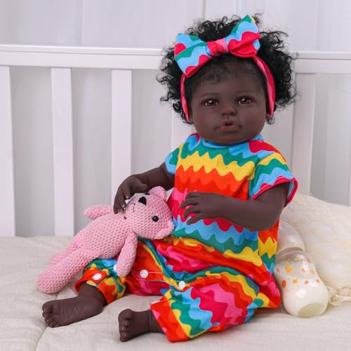 18-Inch Realistic Black Baby Doll with Clothes and Toy K622827