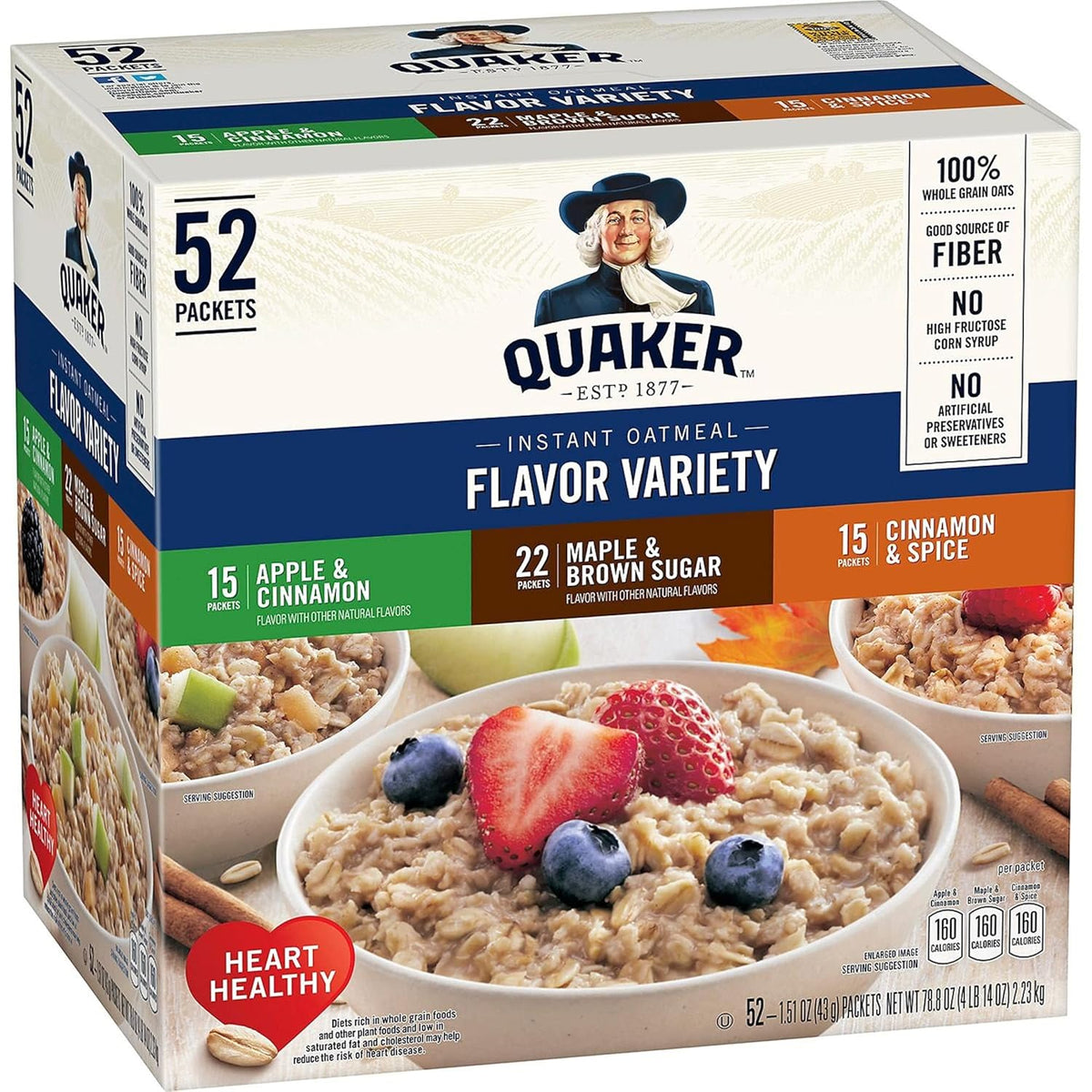52 Ct. Instant Oatmeal Variety Pack M8545