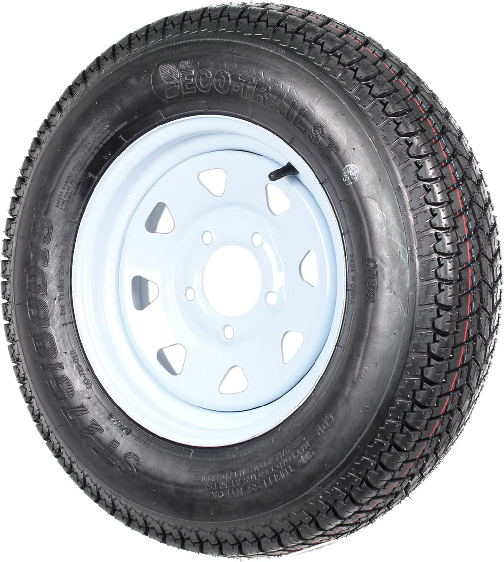 2-Pk Trailer Tire On Rim ST175/80D13 175/80 13 in. LRC 5 Hole White Spoke Wheel I230656