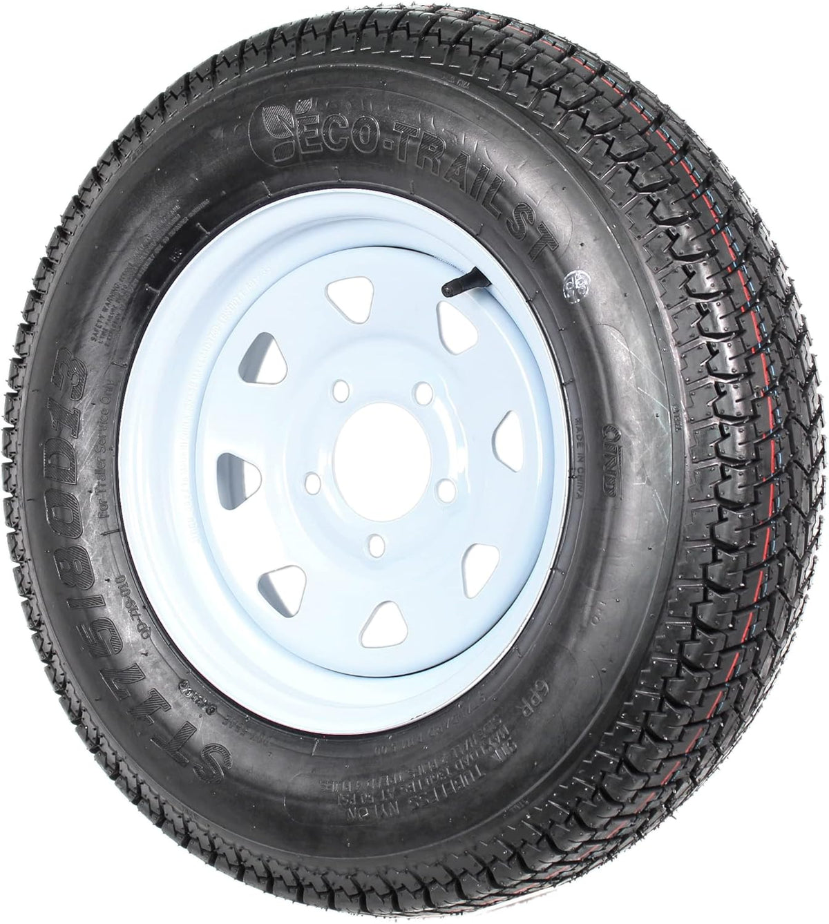 2-Pk Trailer Tire On Rim ST175/80D13 175/80 13 in. LRC 5 Hole White Spoke Wheel I230656