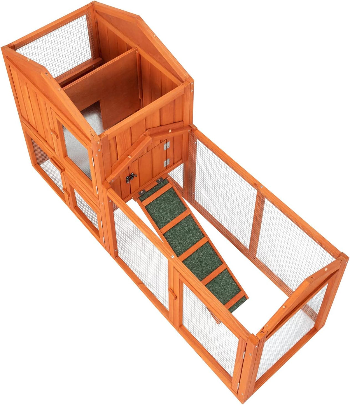 61" Wooden Chicken Coop on Wheels with Waterproof Tray G44759