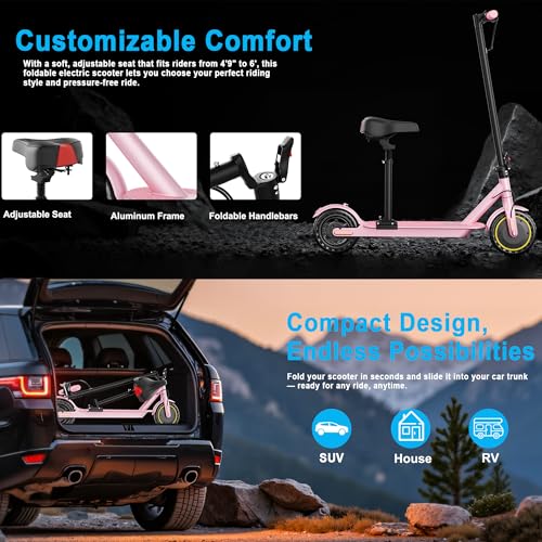 Folding Electric Scooter with Seat, 350W Motor, 8.5" Tire, 19MPH, 21Mile Range B812222