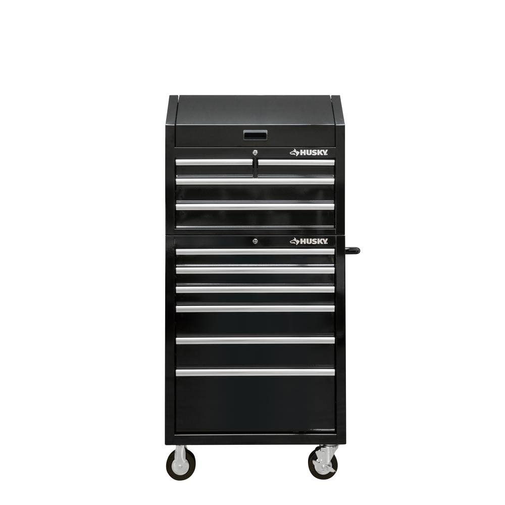 30 in. W 10-Drawer Gloss Black Tool Chest and Rolling Cabinet Set S367
