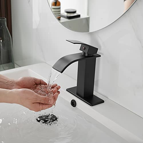 Oil Rubbed Bronze Waterfall Single Hole Bathroom Faucet with Pop Up Drain P800