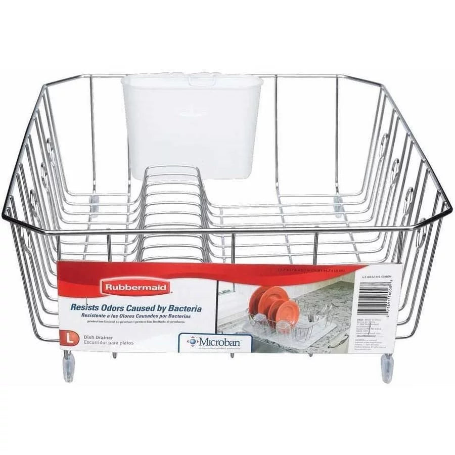 Large Chrome Dish Drying Rack with Utensil Holder E26671